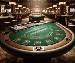 a blackjack table in a casino